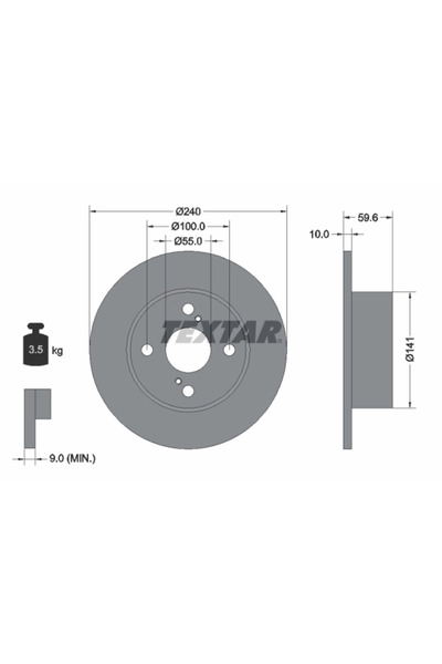 TEXTAR Спирачен диск Toyota Corolla