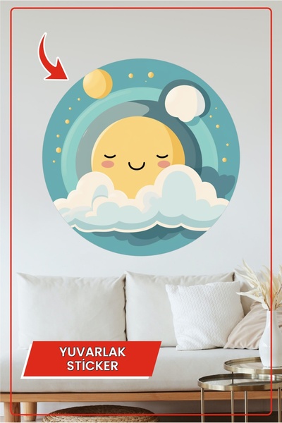 KOSS Dijital Autocolant rotund cu nor de soare drăguț pentru camera copiilor,...