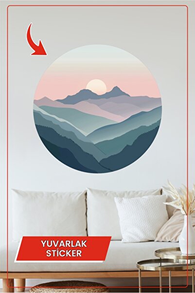 KOSS Dijital Autocolant rotund pentru răsăritul de soare al munților albaștri...