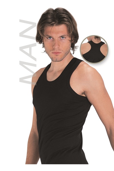 GUNERI UNDERWEAR قميص داخلي رجالي أسود من القطن بنسبة 100%، قميص داخلي من الق...