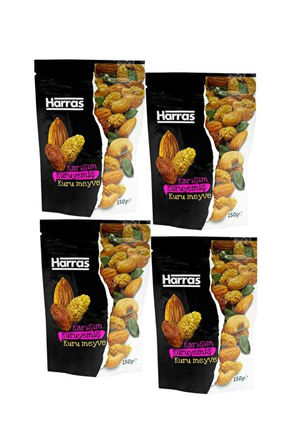 Harras Yerli Premium Lüks Karışık Kuruyemiş Kuru Meyve 4 Adet X 150 gr