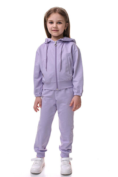 SOLLUXE MAIRI - Cotton Hoodie with Zipper and Pockets, Purple, 116