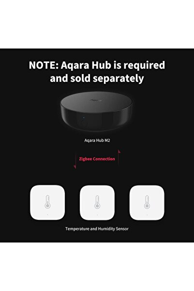 Aqara مستشعر درجة الحرارة والرطوبة، حزمة من 3 قطع، يتطلب محور، Zigbee، للمراقبة عن بُعد