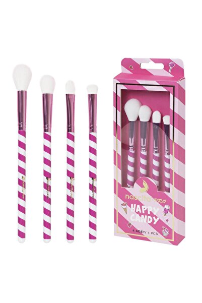 nascita 4'lü Özel Tasarım Pembe Göz Makyajı Fırça Seti - 108