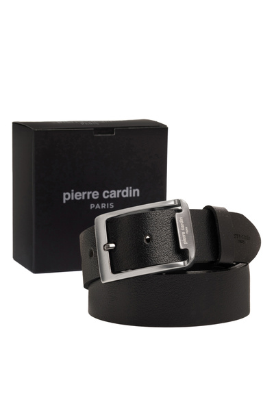 Pierre Cardin حزام رجالي من الجلد باللون الأسود (العرض 4 سم) PCK03100XC3