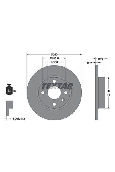 TEXTAR Disc Frana Holden Barina/Tigra Opel Corsa C/Tigra Twintop
