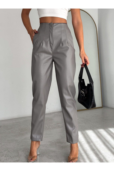 AndraRose Styles Pantaloni Office Karol Piele - Gri - C22683xs
