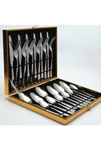 Jiffy طقم أدوات مائدة من الفولاذ المقاوم للصدأ، 24 قطعة، فضي