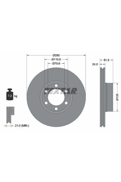TEXTAR Disc Frana Opel Movano A Bus/Movano A Caroserie/Movano A Platou / Sasi...
