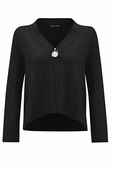 MISS DALIDA Düz Renk Kısa Triko Siyah Hırka