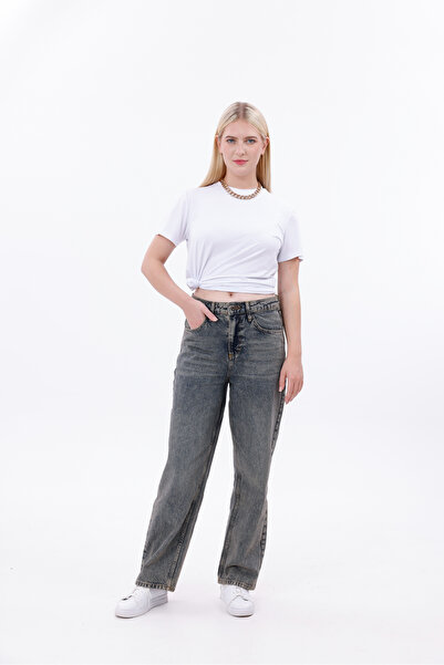 CEE Women's Washable High Waist Wide Leg Jeans