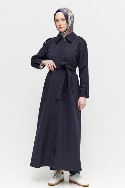 Setrms Şömiziye Yakalı Kuşaklı Pardesü