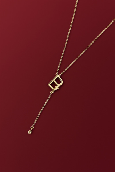 lotusbybuket قلادة VIP من الفولاذ الذهبي بحرف B على شكل Y