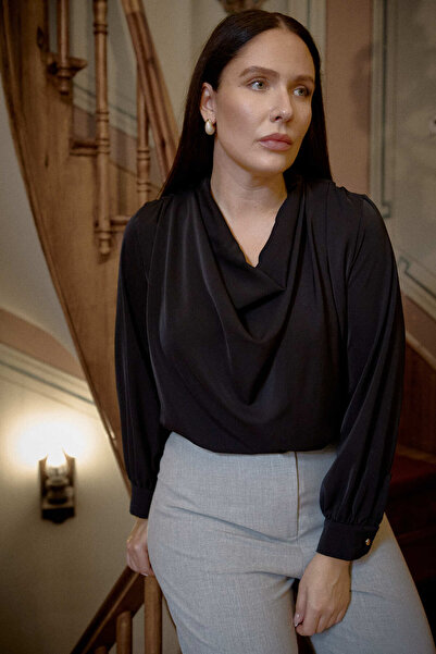 RUSK Büyük Beden Degaje Yaka Bluz