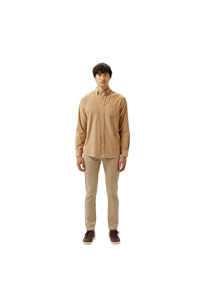Lacoste Men's Regular Fit Button down Collar Beige Shirt Ch2537.02S