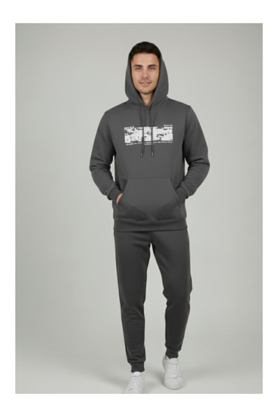 QUOS Ανδρικό φούτερ με σχέδιο χάρτη