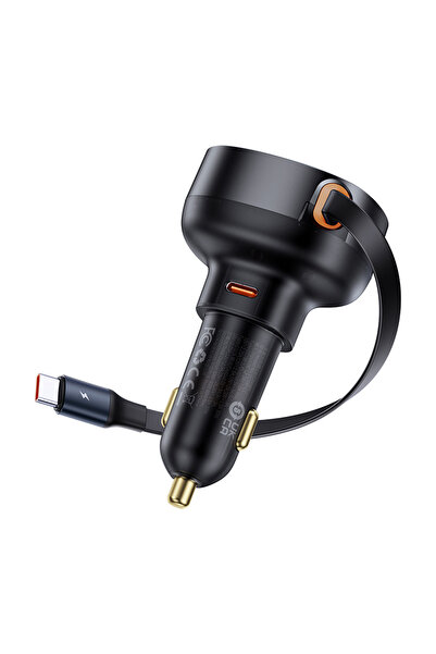 Other Încărcător auto Enjoyment Pro cu cablu USB-C retractabil 60 W, negru