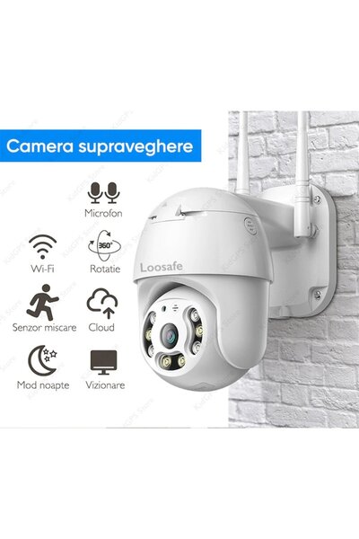 Loosafe Camera de supraveghere video WIFI 80PRO Hawk Eye, 8 MP, exterior/interior, 4K, 4X zoom, roti