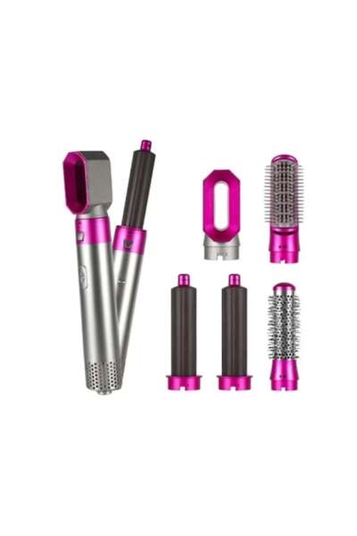 nizi Perie și uscător de păr multifuncțional 5 în 1, ondulator, îndreptare, ceramică, roz/argintiu