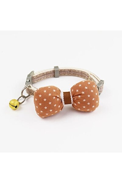 Manolex Zgarda ajustabila cu clopotel si fundita textila, Cafeniu, Manolex®