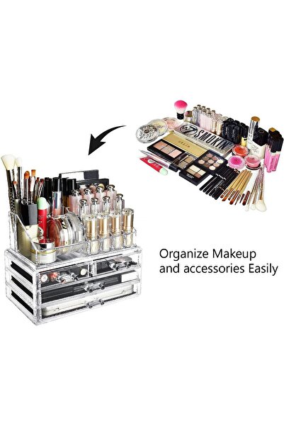 Jiffy منظم مستحضرات التجميل أدراج المكياج خزانة أكريليك شفافة