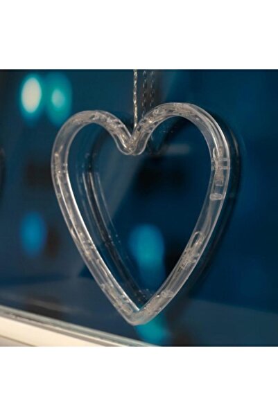 Bibilel Illuminated Christmas Heart Decoration, 13x16.5 cm, with Suction Cup, Warm White,