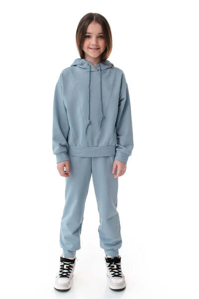 SOLLUXE JOYNIA - Trening din bumbac premium cu hanorac și pantaloni, albastru, 116