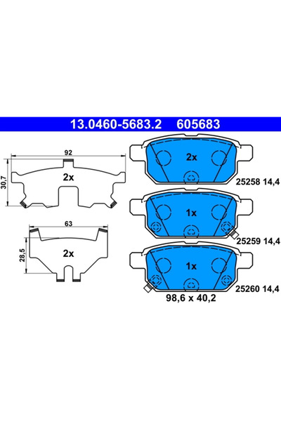 Ate Комплект спирачни накладки дискови спирачки Suzuki Baleno