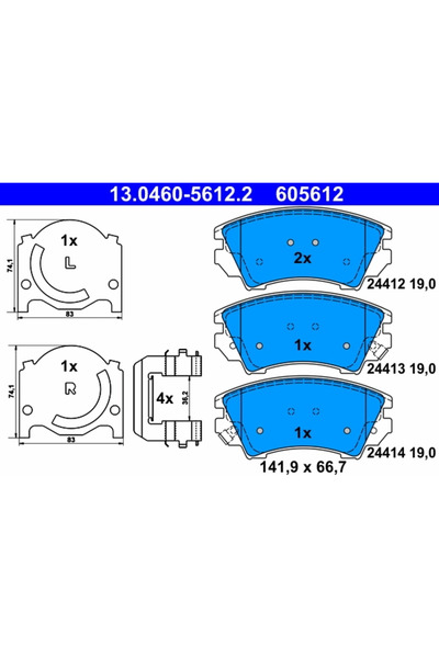 Ate Set Placute Frana Frana Disc Opel Astra J/Insignia A Saab 9-5