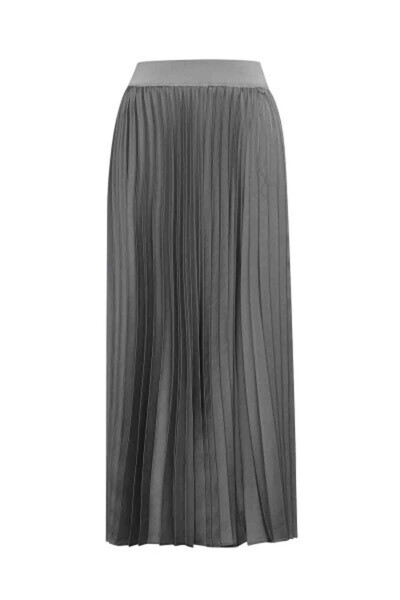 MISS DALIDA Düz Renk Plise Antrasit Etek
