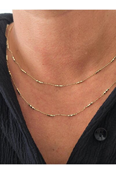 VOBEEYKU قلادة مطرزة بسلسلة رفيعة مطلية خاصة (90 سم)