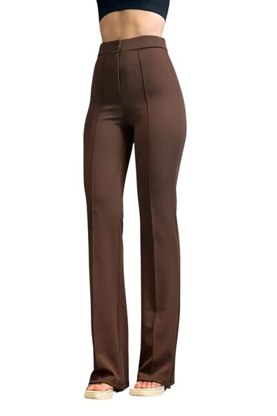 THIFF GYMWEAR Krep Kumaş Likralı Kadın Palazzo Pantolon 3'lü Set