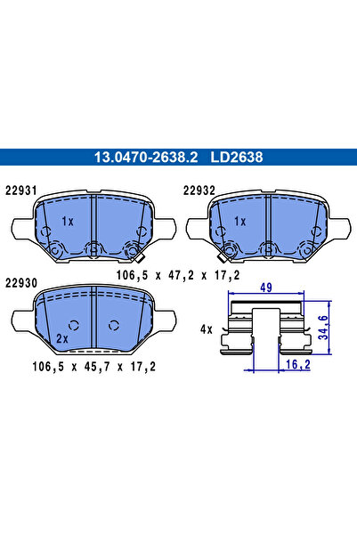 Ate Set Placute Frana Frana Disc Chevrolet Trax Opel Mokka / Mokka 10/Mokka 1...