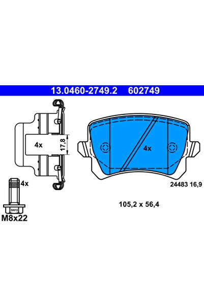 Ate Set Placute Frana Frana Disc Audi A3/Tt Seat Alhambra/Leon 1998-2022