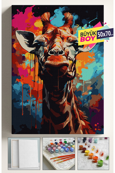 Corvo Sayılarla Boyama Seti Numaralı Tuval Fırça Boya Dahil Kasnaklı Set 50x7...