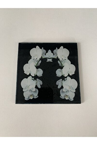 Saban 10X10Cm - White Orchid, Glass Coaster - Presentation Holder
