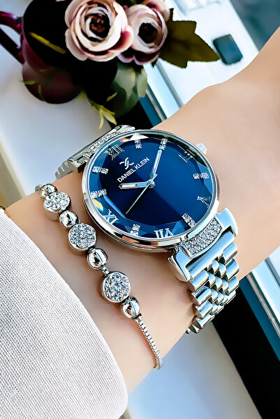 Daniel Klein Original Women's Wristwatch, Cut Glass Waterproof Silver Color Steel Band - Bracelet Gift Dkby2050C5