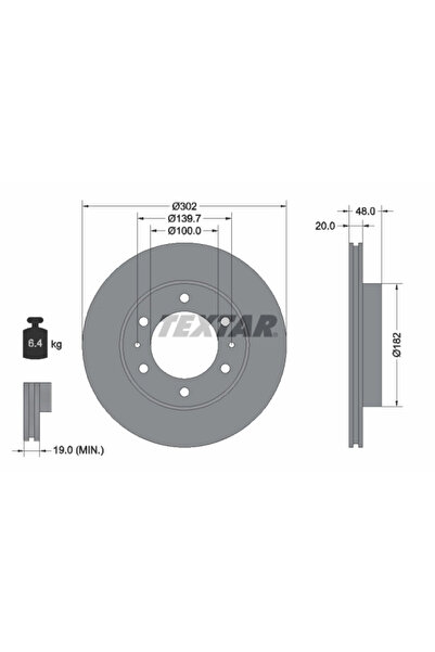 TEXTAR Disc frana Toyota Hilux 2 SUV/Hilux 5 Pick-Up/Land Cruiser Vw Taro
