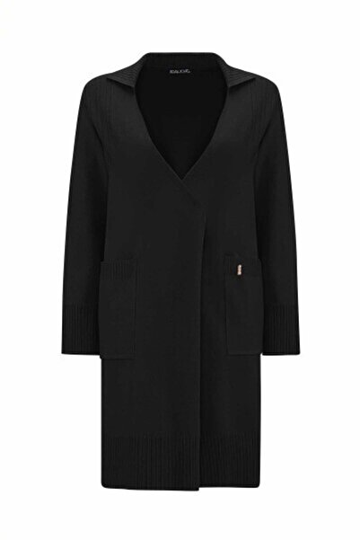 MISS DALIDA Touch Me Gömlek Yaka Triko Siyah Hırka