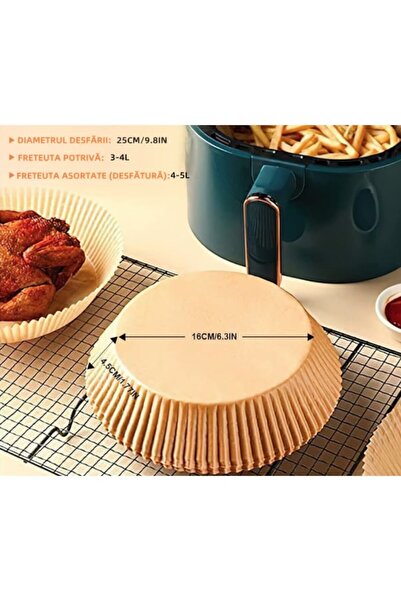 FORHOUSE Set of 50 round disposable baking papers for fryer 16x20x4.5 cm Brown