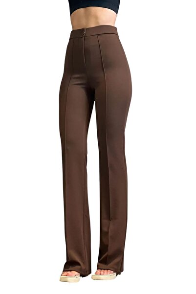 THIFF GYMWEAR Krep Kumaş Likralı Kadın Palazzo Pantolon 3'lü Set