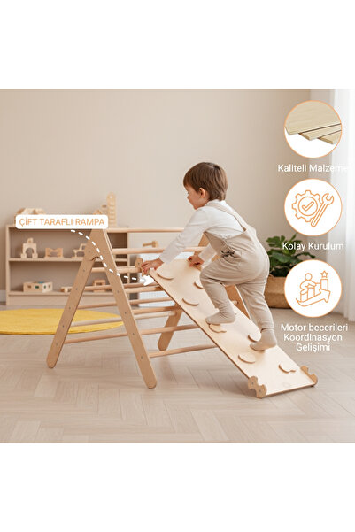 Pooki playroom Montessori Pikler Üçgeni Çift Yönlü Rampalı