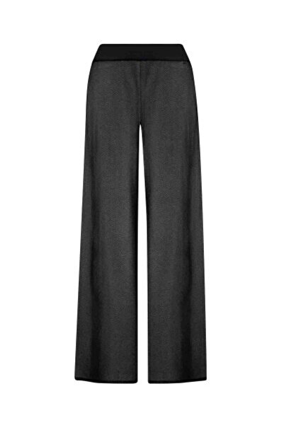 MISS DALIDA Touche Me Doku Desenli Bol Paça Siyah Pantolon