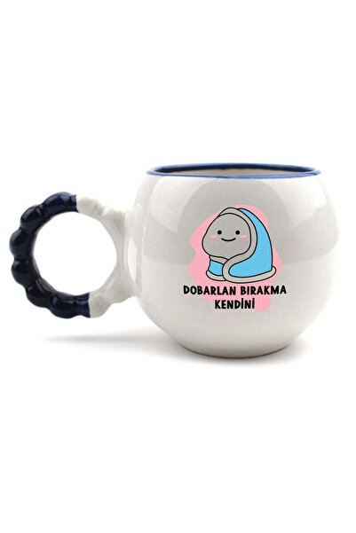 PALTO TASARIM Dobarlan Handmade Cream Glossy Puff Mug - Handcrafted Gift Mug Cup