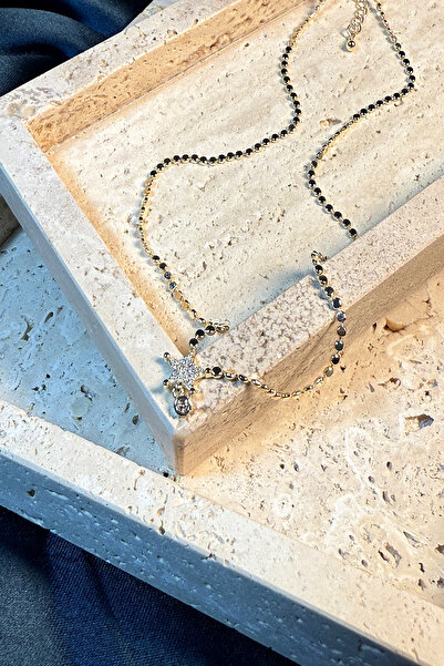MOONİ ACCESSORİES Star Yıldız Tasarım Özel Tasarım 14K Altın Gold Zirkon Taşlı Zincir Kadın Kolye