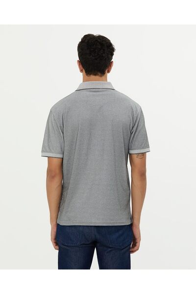 BAPS Hindu Mandir Classic Polo T-shirt, Turtle Neck Short Sleeves, Traditional Style, Polyester, Light Grey