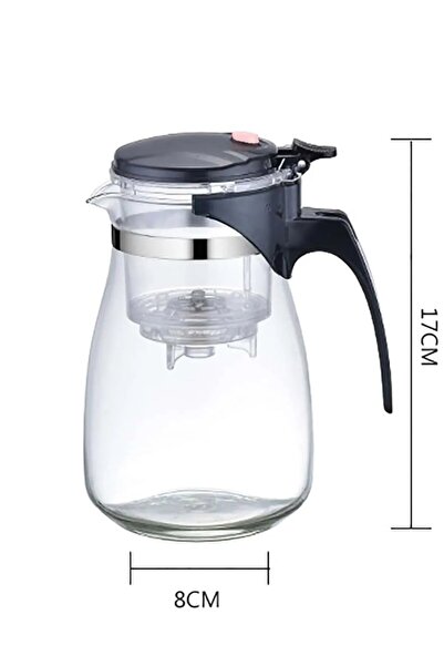 Anadolu Saray Isıya Dayanıklı Tek Tuşla Demleme Borosilikat Cam Demlik Cam Bitki Çayı ve Çay Demliği 900 ml