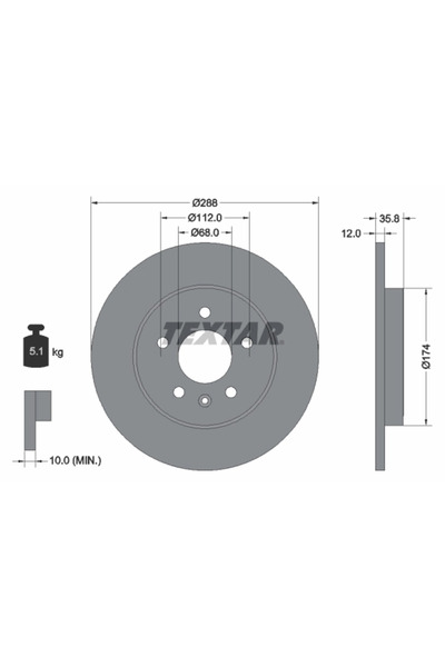 TEXTAR Disc Frana Audi A4 B6/A4 B7 Audi (Faw) A4 B7