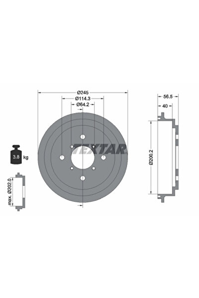 TEXTAR Tambur Frana Subaru Justy 2 Suzuki Swift 1989-2005