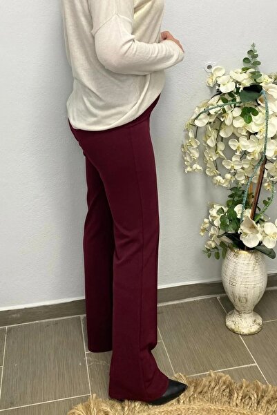 Mia Butik Plus Size Burgundy Crepe Palazzo Pants